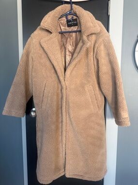 Fabletics Long X Khloe Camel Teddy Coat